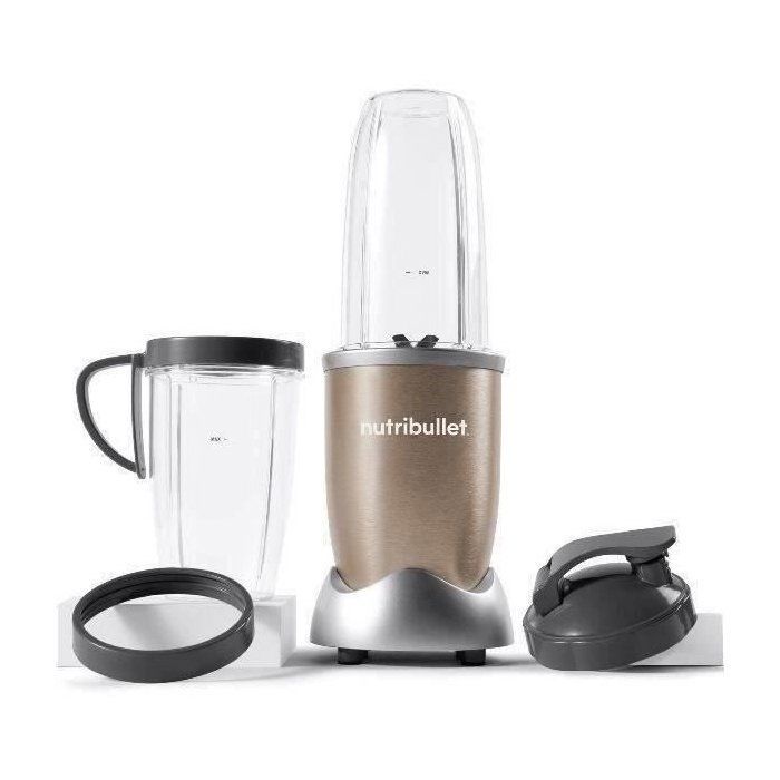 Blender personnel - NUTRIBULLET Pro 900 - NB907CP - 900W - 2 tasses + 2 couvercles + anneau - Doré
