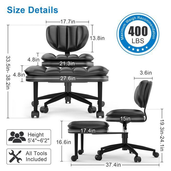 Black Cross-Leg Office Chair with Casters