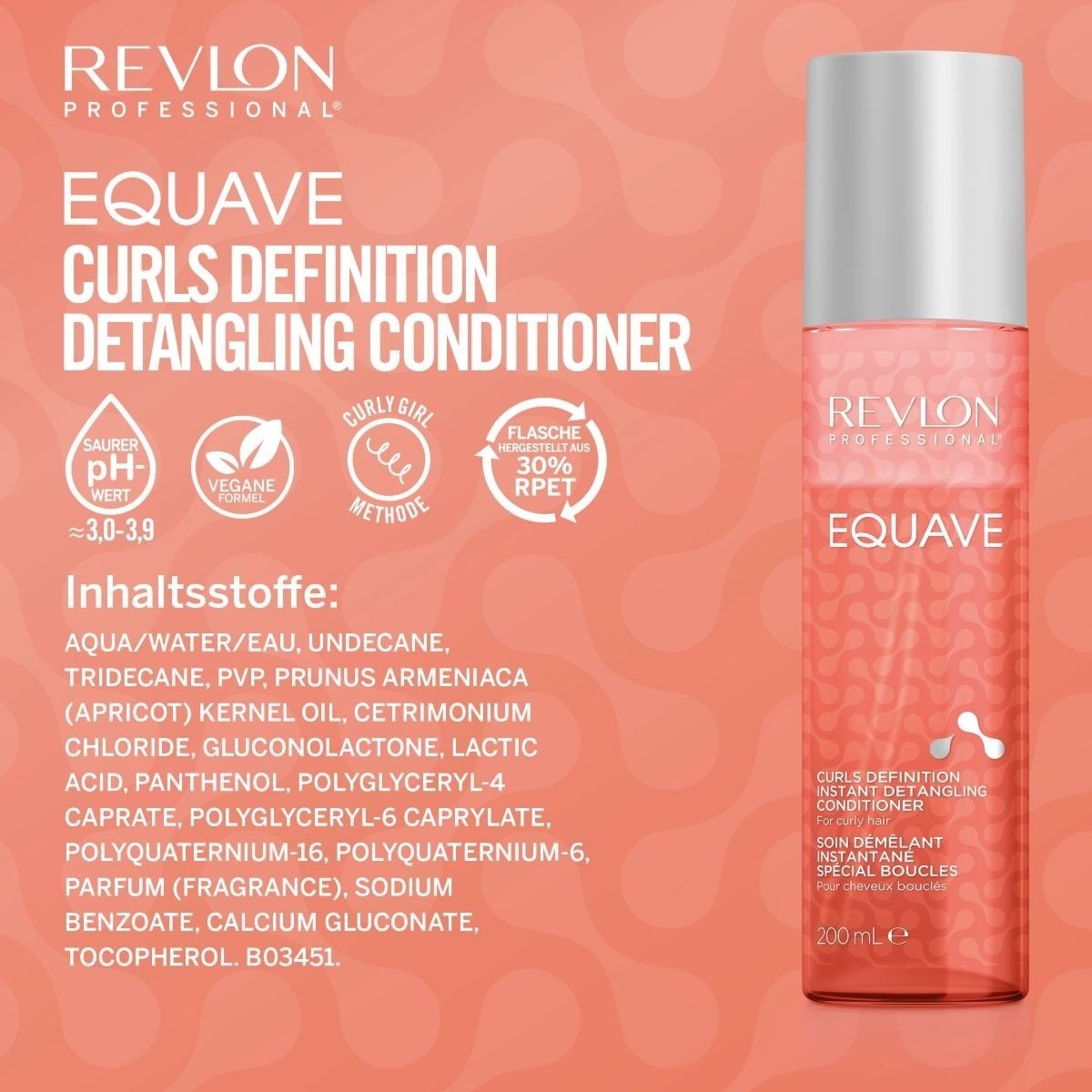 Revlon Professional Equave Curls Definition Instant Detangling kondicionierius nenuplaunamiems plaukams, 200 ml