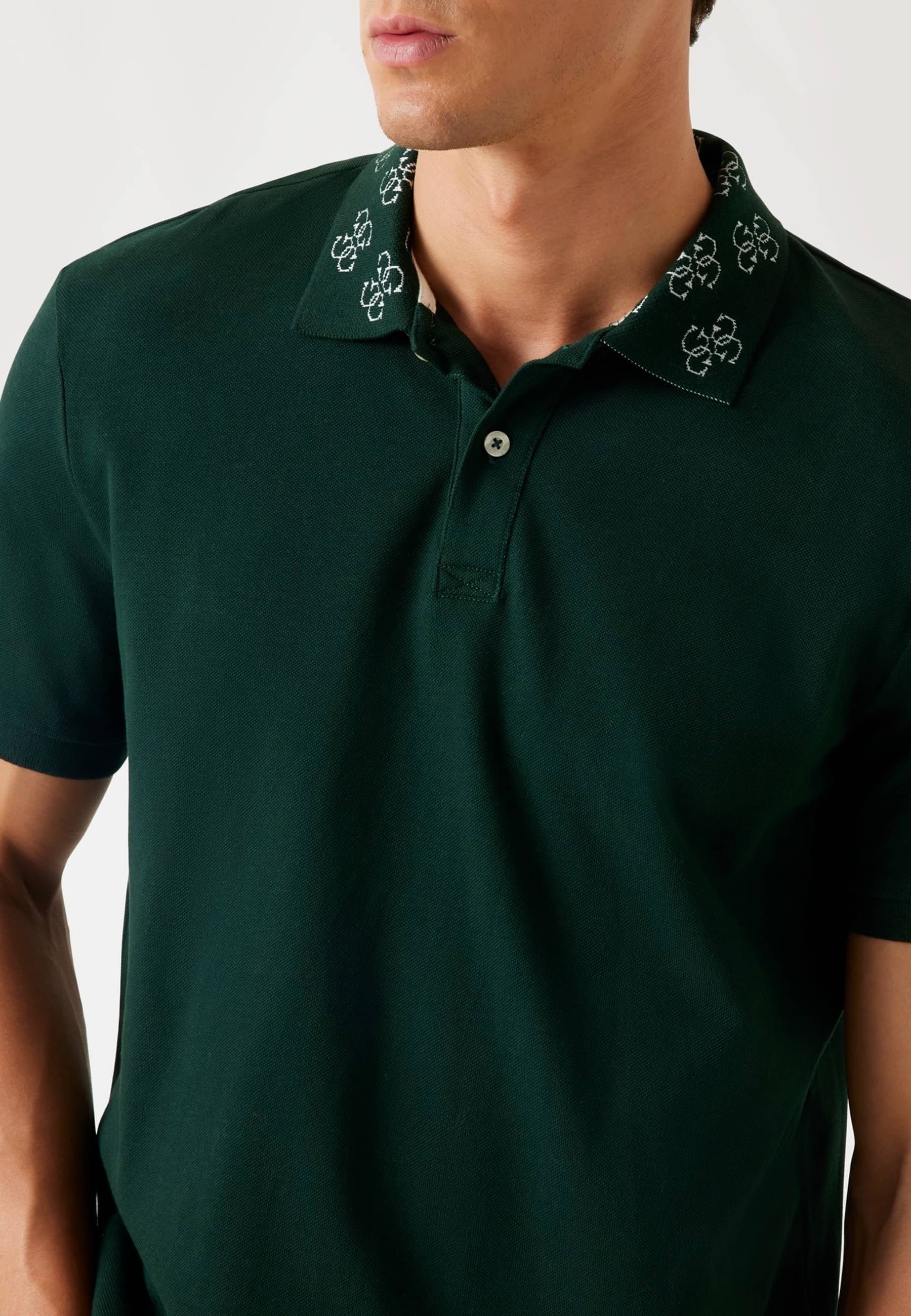 Guess LOGOKRAGEN - Poloshirt - donkergroen