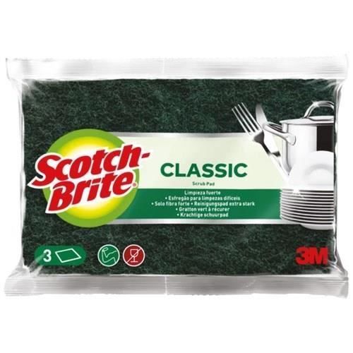 Juego de 3 estropajos Scotch-Brite verdes - SCOTCH-BRITE - 160x95mm - Esponja de fregar