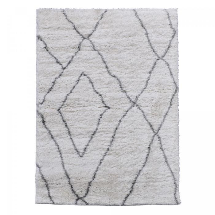 Tapete felpudo de pelo longo, retangular, 160x220 cm, tecido na cor creme, padrão berbere, LYN4 SOFT 6