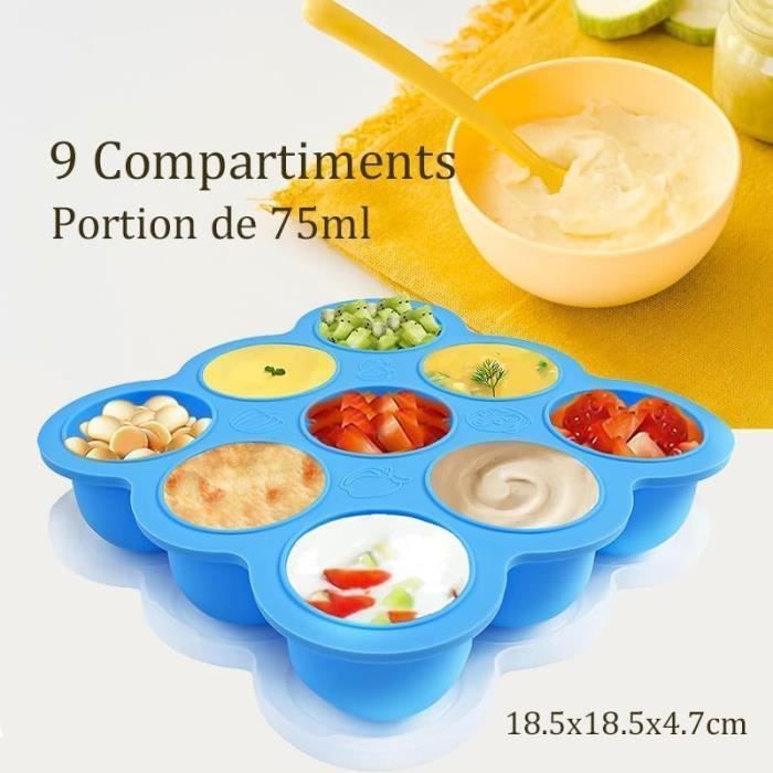 Set of 2 Ice Cube Trays for Baby Food Storage, 18 x 75ml, Freezer Tray for Puree, Breast Milk, and Baby Food.