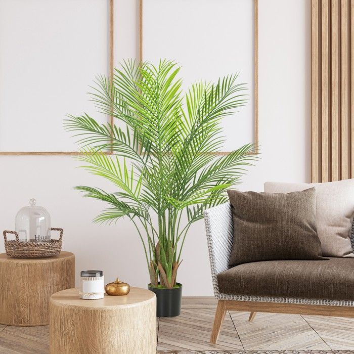 Plante artificielle intérieure - HOMCOM - pot en plastique et flocage, 22 feuilles en PE - 120 cm - vert