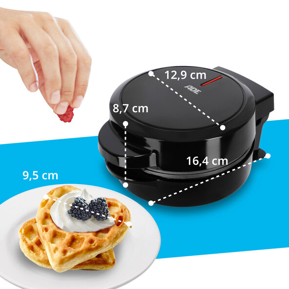 Mini aparat de vafe în formă de inimă, negru