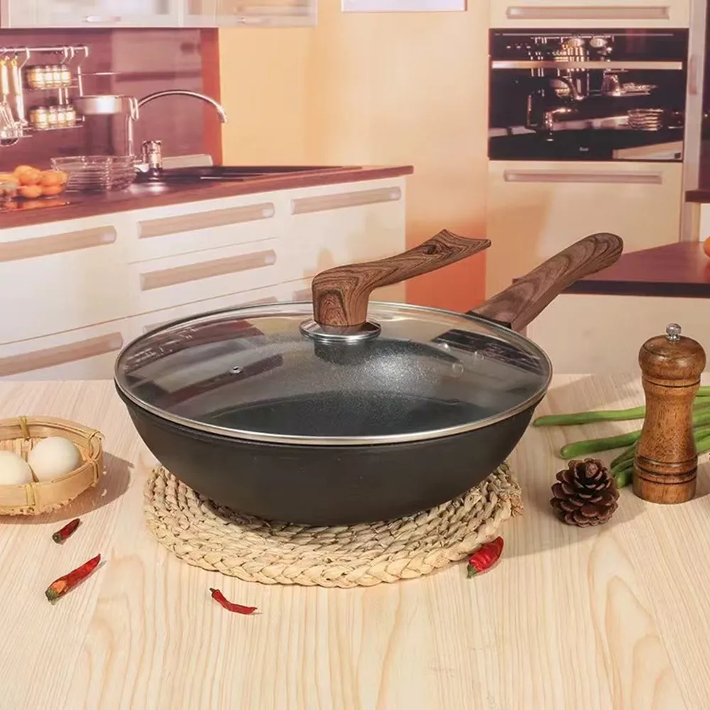 Poêle à frire antiadhésive de 32 cm, poêle profonde, compatible avec les plaques à induction et à gaz, poêle universelle, casserole, ustensiles de cuisine.
