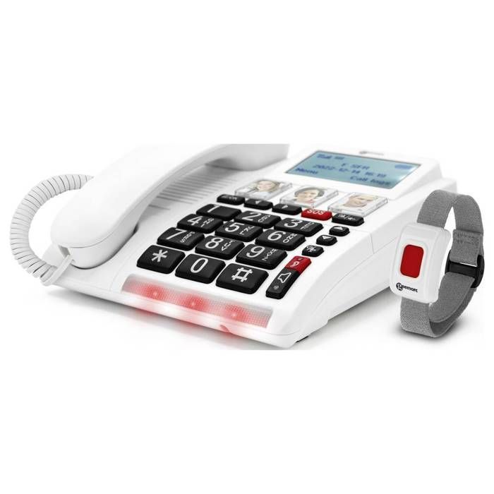 Geemarc CL9000 Téléphone sans fil pour séniors touches photo, fonction mains libres, compatible avec les appareils audi