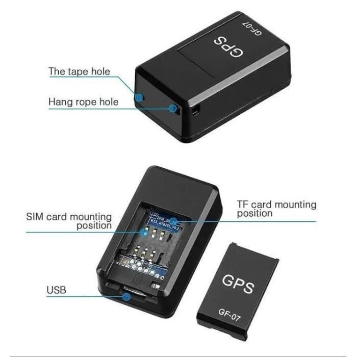 Localizador GPS mini para coche 4G con potente imán para coches y motocicletas, color negro.