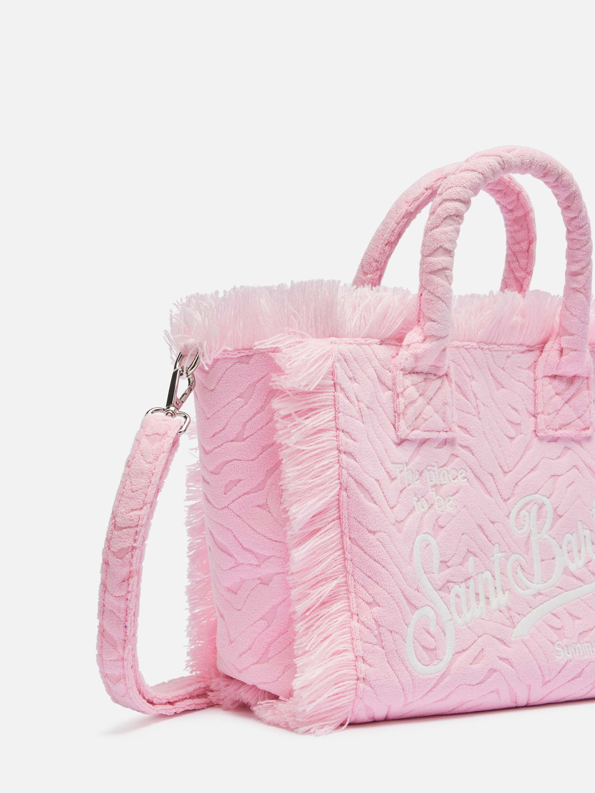 Colette roze sponsen tas met reliëf zebraprint