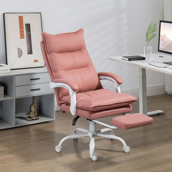 Sedia da ufficio Vinsetto - massaggiante e riscaldata - altezza regolabile, schienale reclinabile - microfibra - 66x74x121,5 cm - rosa
