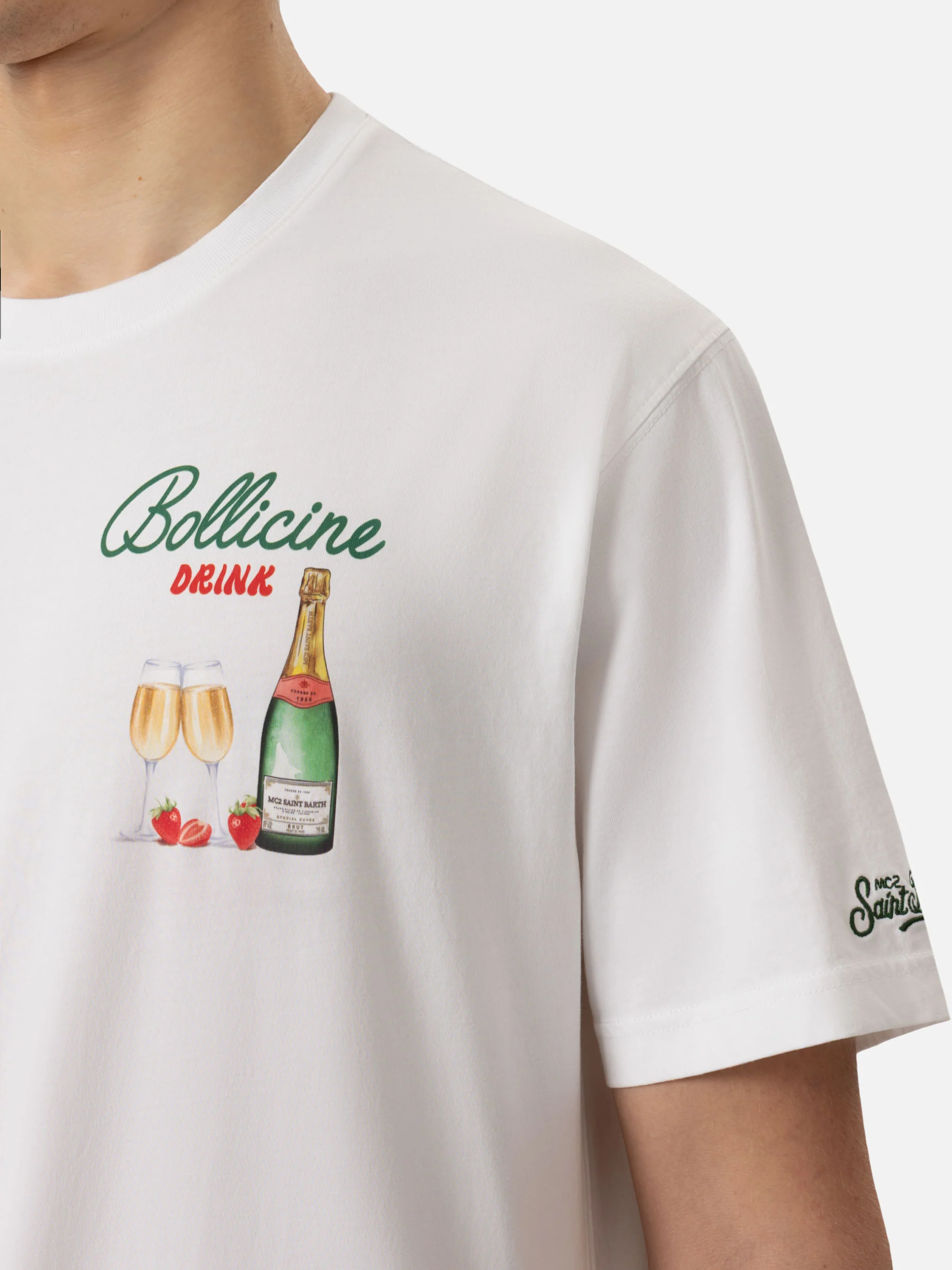 Heren katoenen T-shirt met Bubbles Drink-print