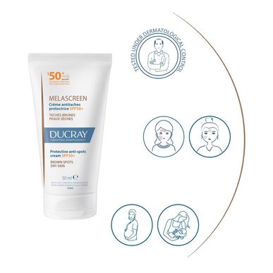 Ducray Melascreen beskyttende anti-kvisekrem, ansiktskrem for tørr hud, SPF 50, 50 ml