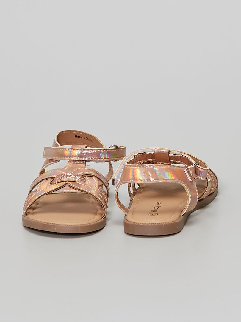 Sandały ze skóry lakierowanej - RÓŻOWE