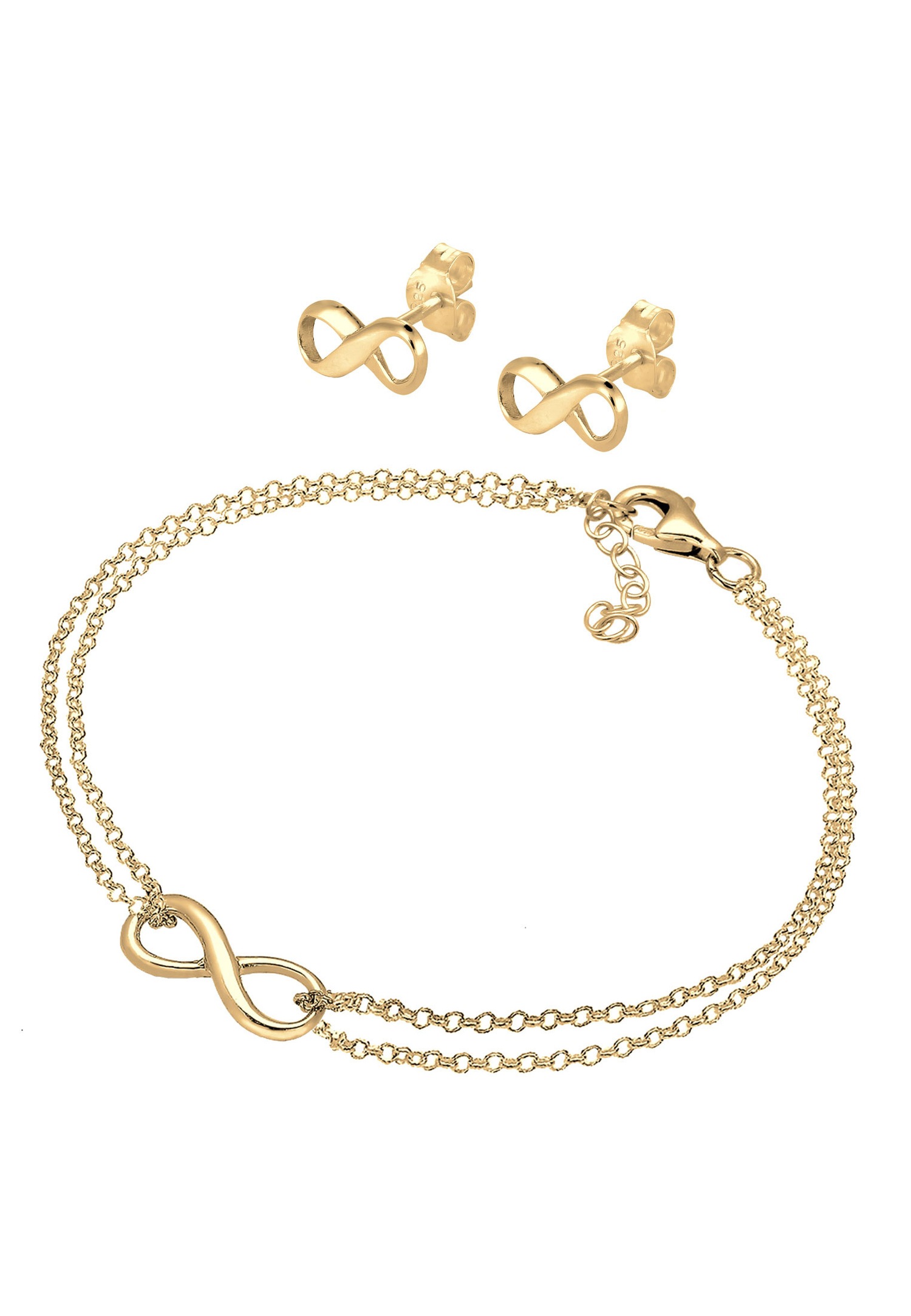 Elli Femmes symbole de l'infini clous d'oreilles bande set réglable en argent sterling 925