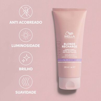 Après-shampoing Wella Professionals Invigo Blonde Recharge, soin illuminateur violet pour cheveux blonds
