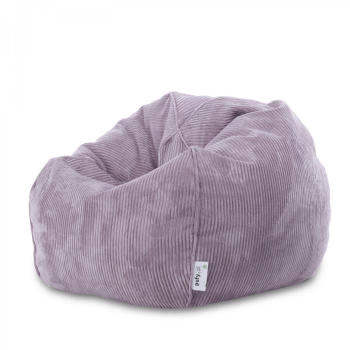 Sillón puf de pana YOKO en color morado con cojín - Puf de lujo y confort para sala de estar, dormitorio e interiores modernos.