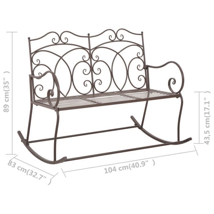 ¡Gran oferta! Banco de jardín JILI HOT - 2 plazas - 104 cm, hierro marrón antiguo - Para uso exterior/parque. Thome9842272