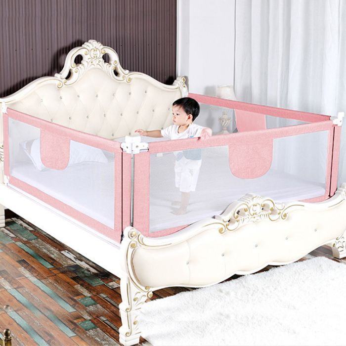 Verstelbare verticale bedrail van 180 cm voor baby's en kinderen - ERROLVES - Roze - 175*70-105 cm