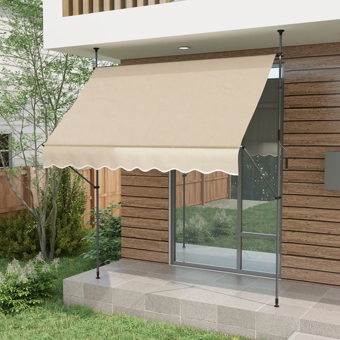 Toldo Outsunny de poliéster de 250x120x300cm, color arena.