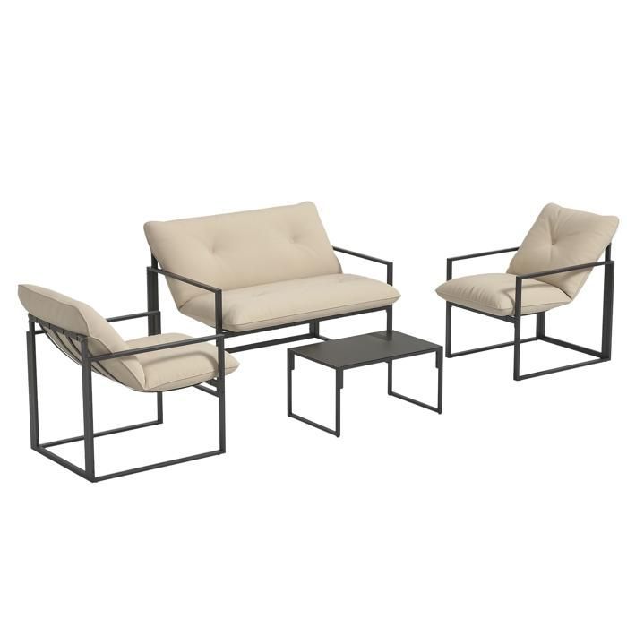 Outsunny - Conjunto de muebles de jardín - Acero - 114x70x67cm - Gris claro