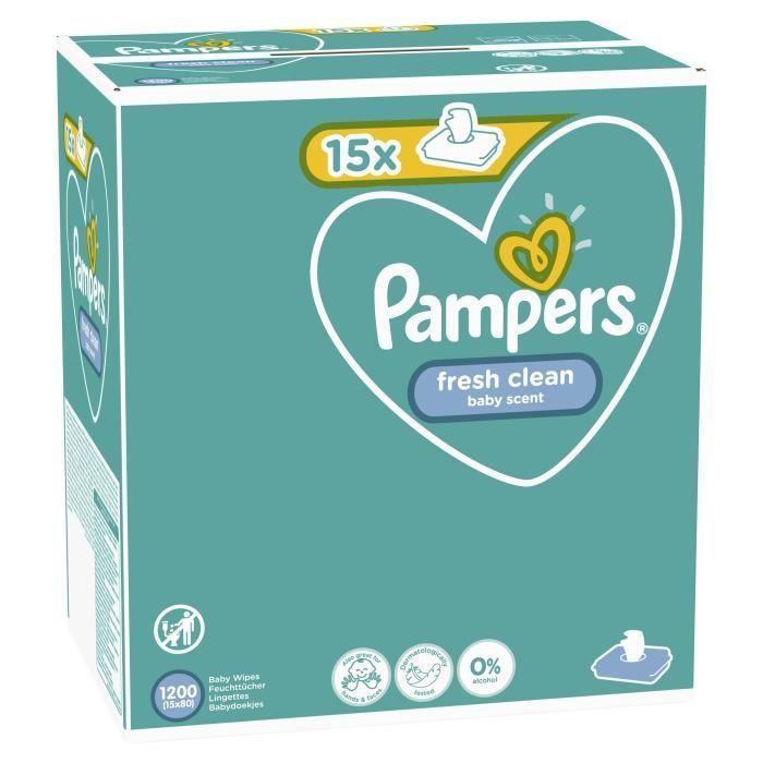 PAMPERS Baby Feuchttücher FRESHCLEAN - Packung mit 15 x 80 Tüchern - 1200 Tücher
