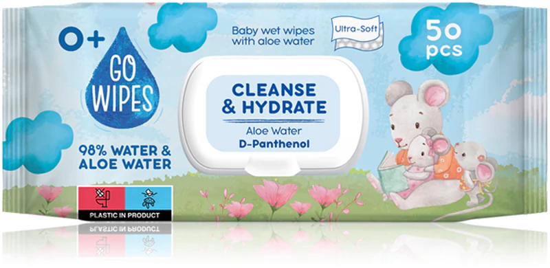 GoWipes Lenços umedecidos suaves para limpeza e hidratação da pele sensível do bebê.