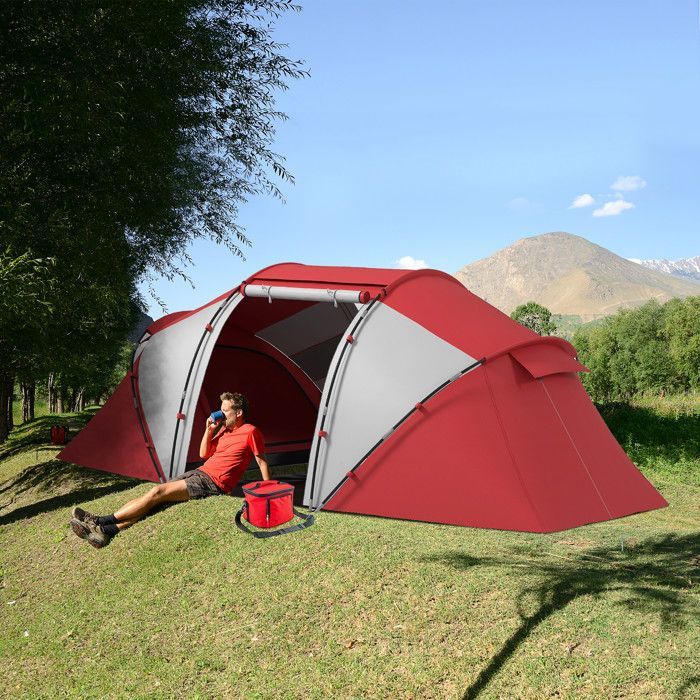 Outsunny - Campingzelt - Polyester - 430 x 240 x 170 cm - Rot