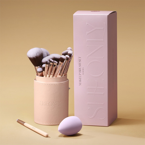Sada profesionálních štětců na make-up Livingandhome 18 ks, tělově růžová
