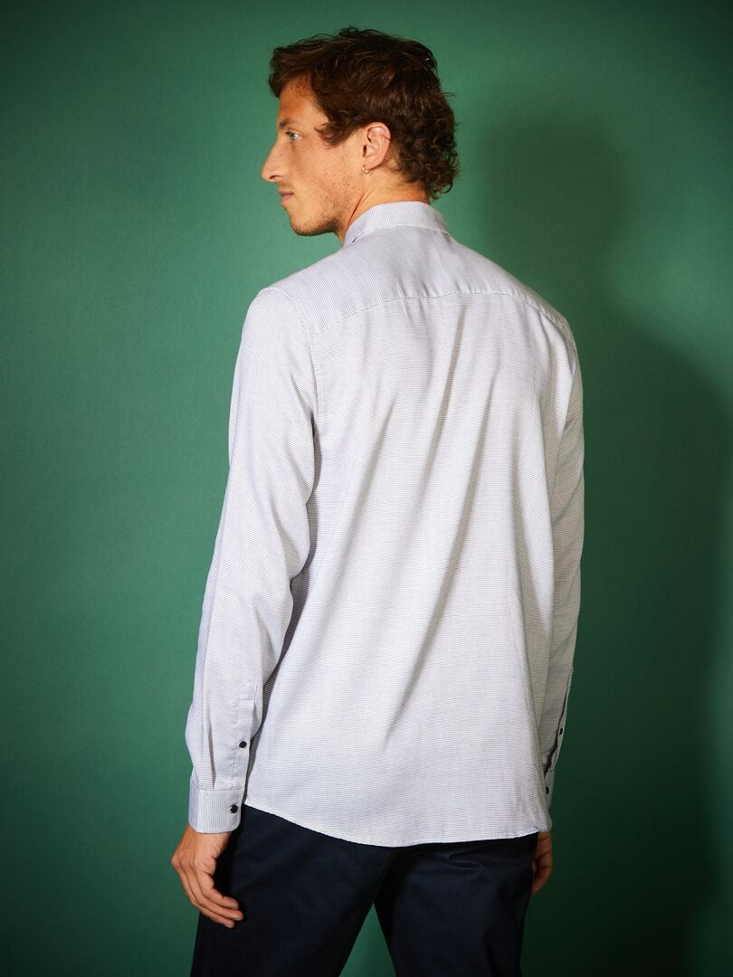Camisa de algodón dobby de corte regular - AZUL