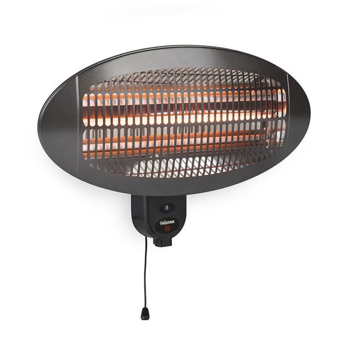 Calefactor de pared para patio TRISTAR KA-5286 de 2000 W - Resistente al agua IP65 - Negro