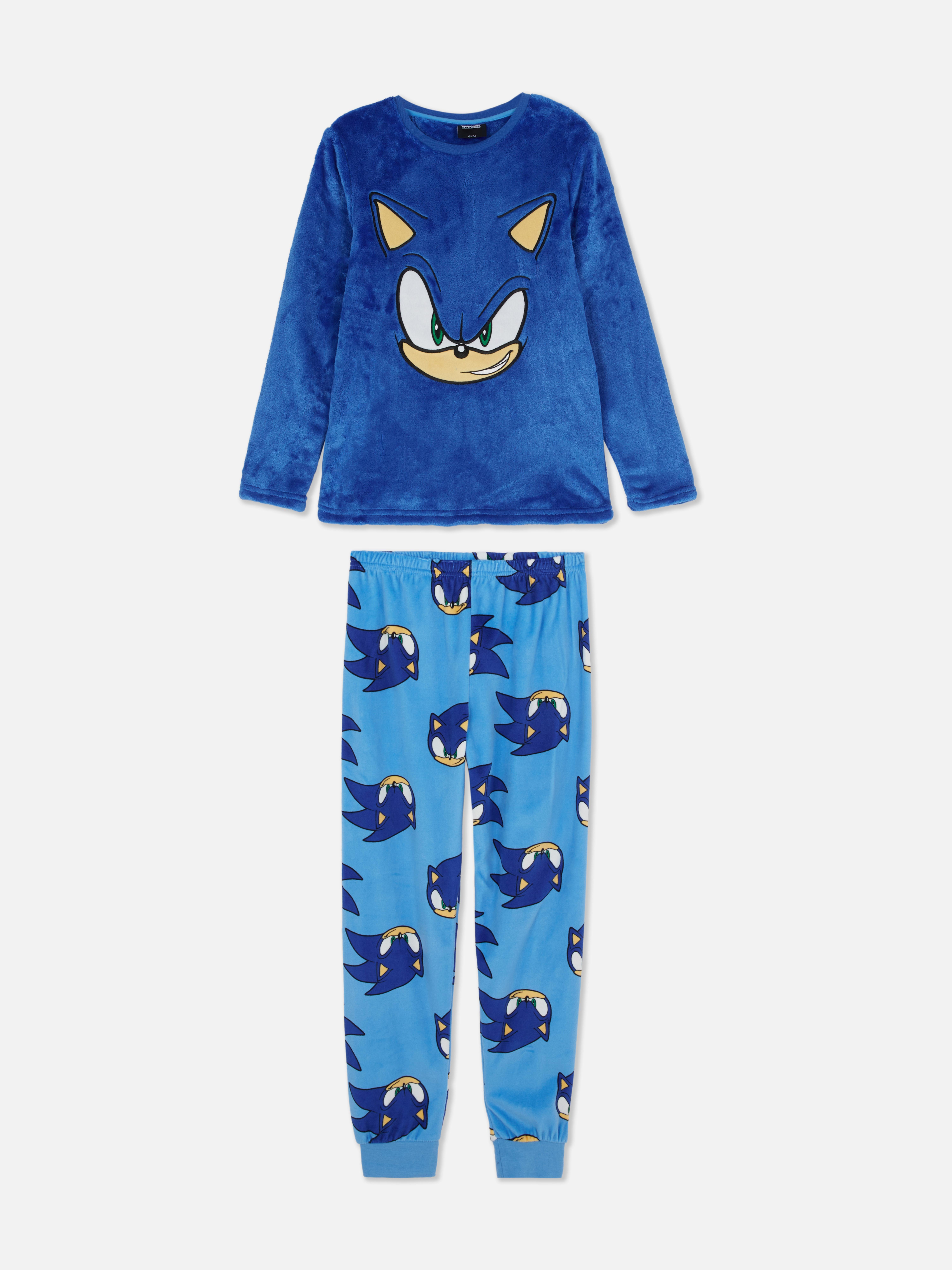 Pijamale din fleece Sonic The Hedgehog O pijama Sonic cu top cu mânecă lungă și pantaloni