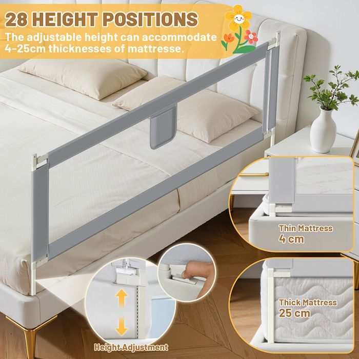 Barrière de lit pour bébé 200CM barrière de protection Portable Pour enfants de 0 à 10 ans Barrière de Sécurité Enfant Lit