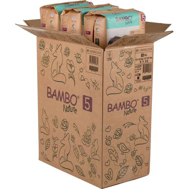 Bambo Nature Boys & Girls 0% parfemace, balení ekologických plen pro miminka, velikost 5, 12-18 kg, 132 kusů