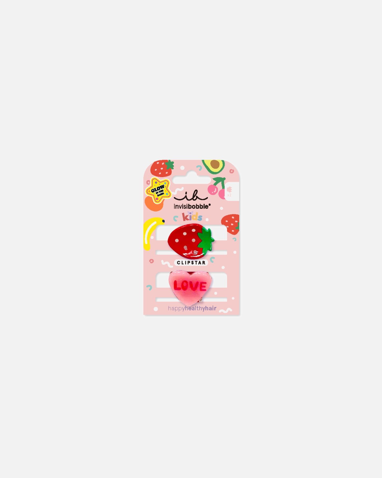 Nematomas plaukų segtukas Clipstar KIDS Frutti Strawberry - 1 vnt.
