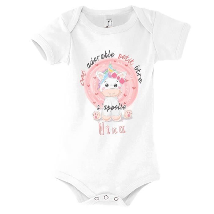 Body para bebé niña - Nina - Blanco con mangas - Adorable Collection El pequeño ser es llamado por su nombre