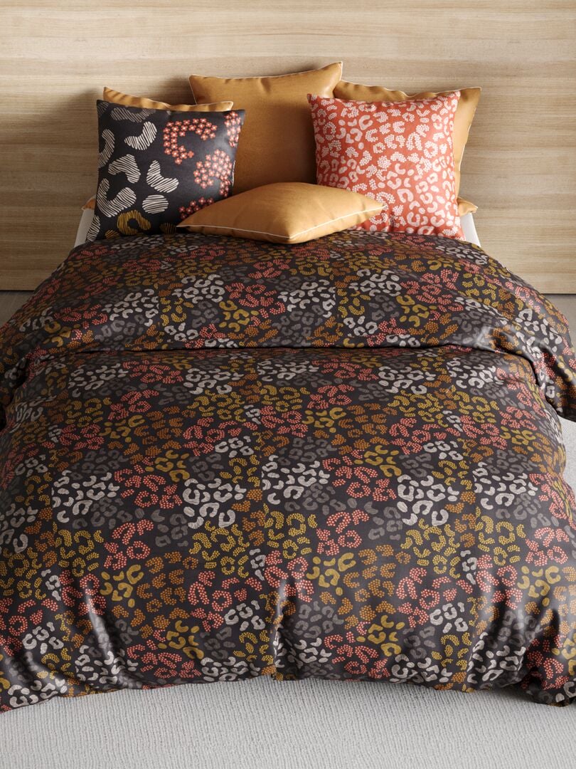 Tweepersoonsbedset met luipaardprint - Bruin