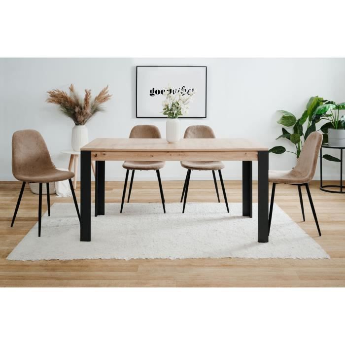 Uitschuifbare eettafel - 150-200 x 75 x 80 cm - zwart eikenhout - TOLOSA