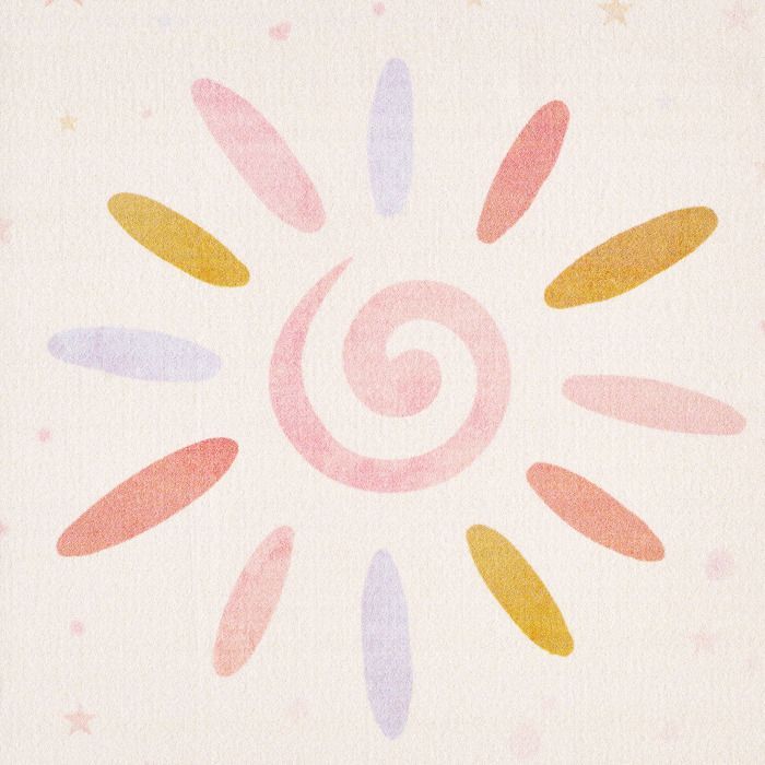 Carpetsale24 Tapis enfant motif soleils couleur beige 80x120 cm tapis chambre enfant tapis chambre bébé
