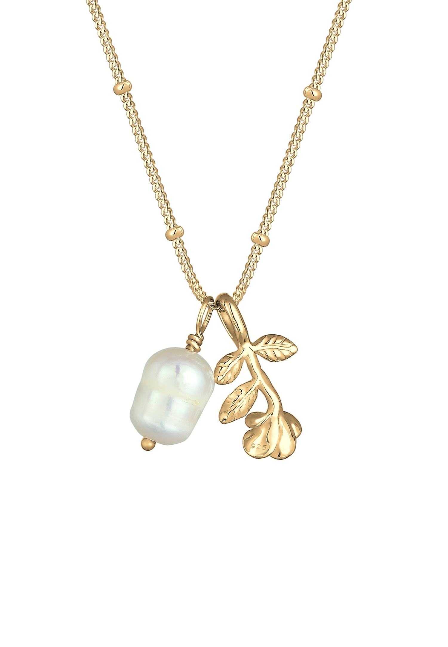 Elli Rose Balle Perle de Culture d'Eau Douce Femme Plaqué Or Argent (925/1000)