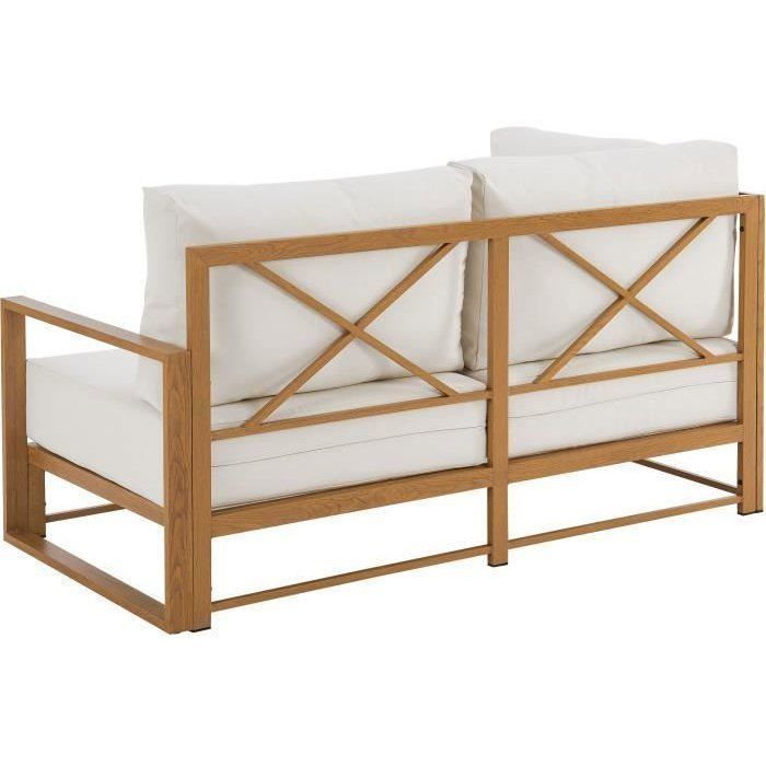 SANTA hoekbank tuinset - Aluminium met houtlook - 5 personen - Ecru