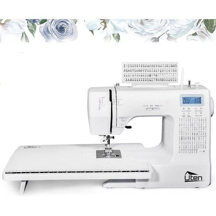 UTEN 2685A Electronic Free Arm Sewing Machine with 200 Stitches and Extension Table for Beginners and DIY Enthusiasts