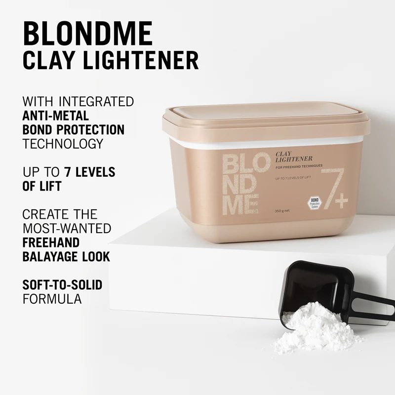 Schwarzkopf Professional Blondme Clay Lightener, descolorante premium à base de argila.