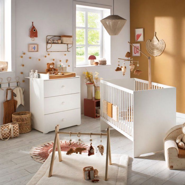 Conjunto básico de cuna y cambiador para habitación infantil: 120x60 cm - Babyprice - Blanco
