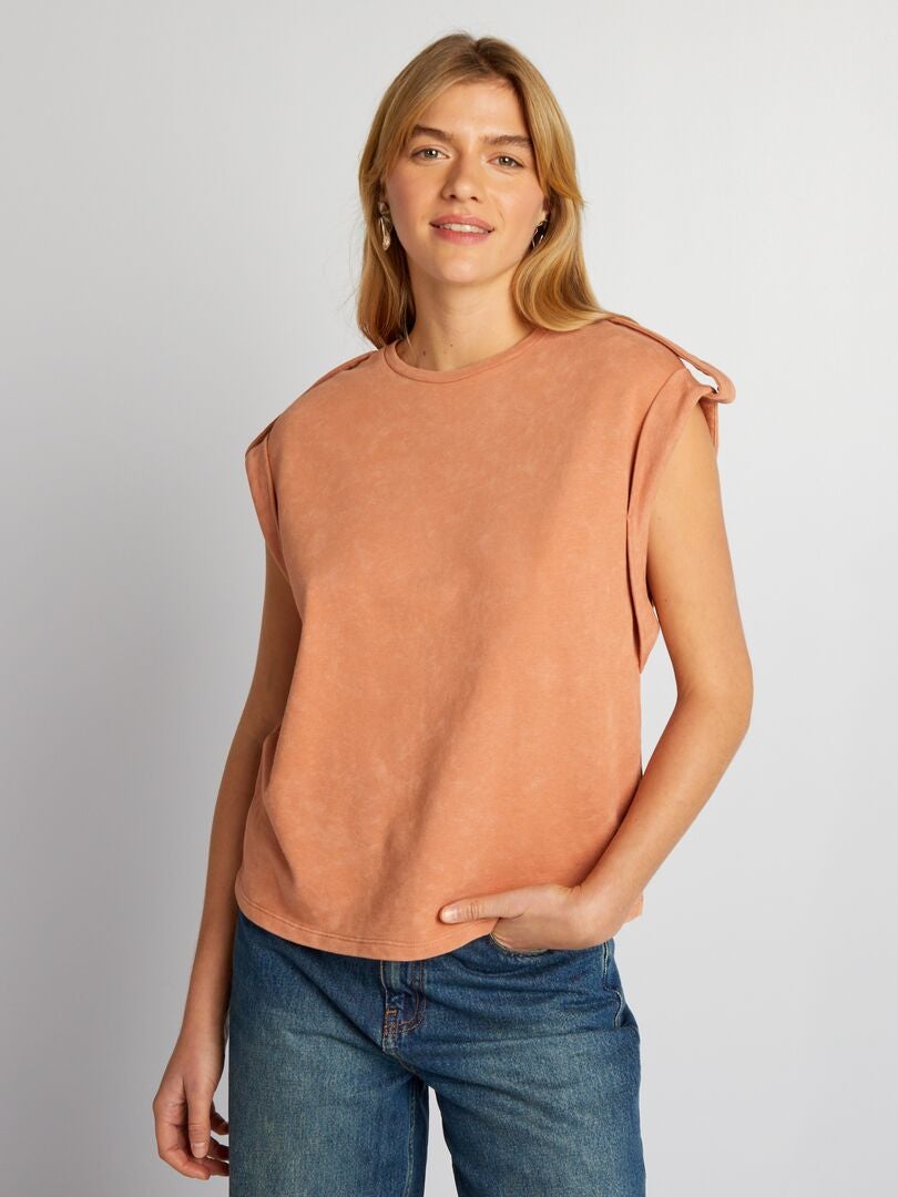 Losvallend T-shirt met vervaagd effect - BRUIN