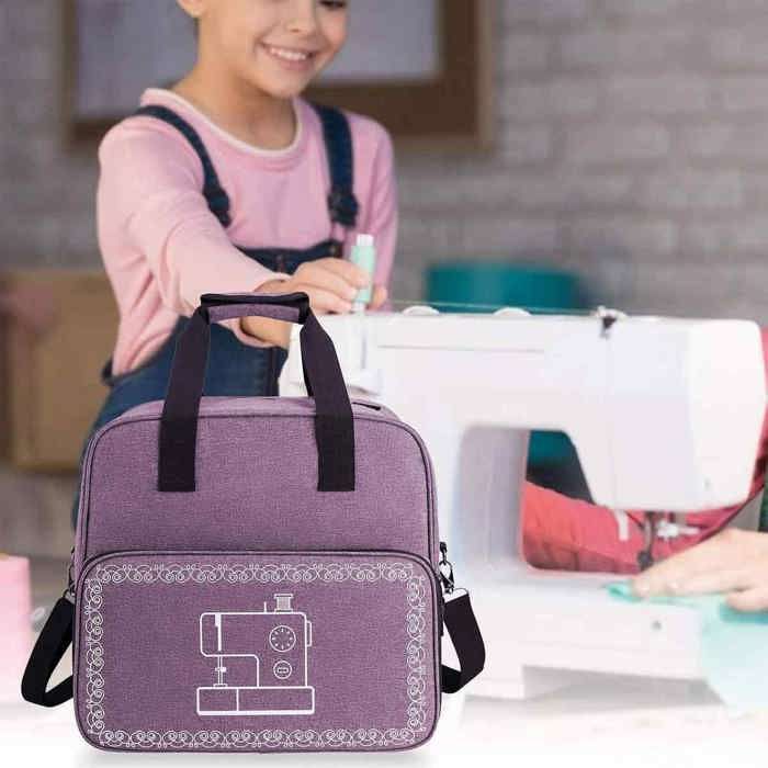 Overlock sewing machine carrying case, universal carrying bag for overlock sewing machine with handles and shoulder strap