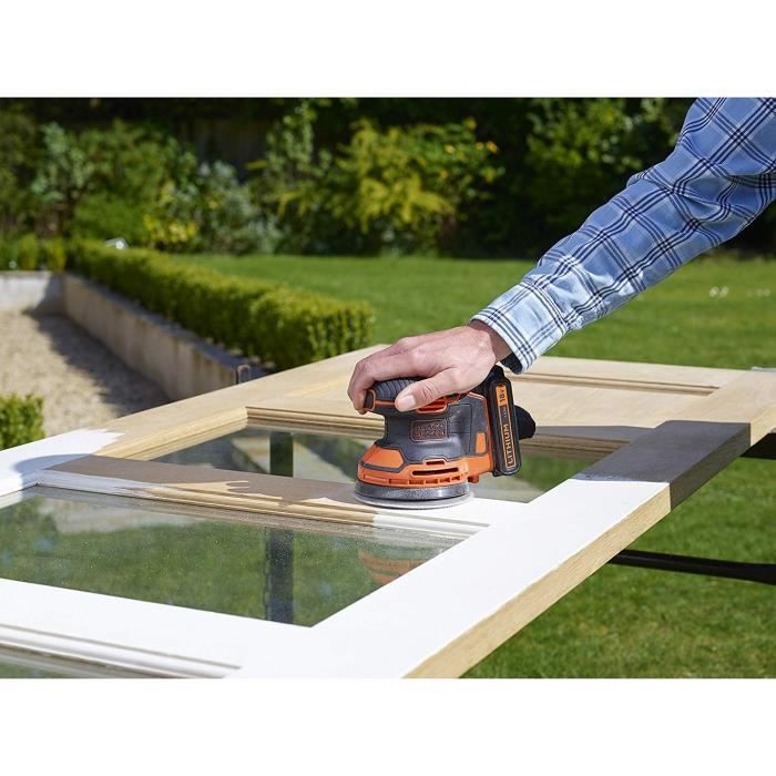 Ponceuse excentrique sans fil - BLACK+DECKER - BDCROS18N-XJ - 18V - 125mm - avec 3 abrasifs - sans batterie