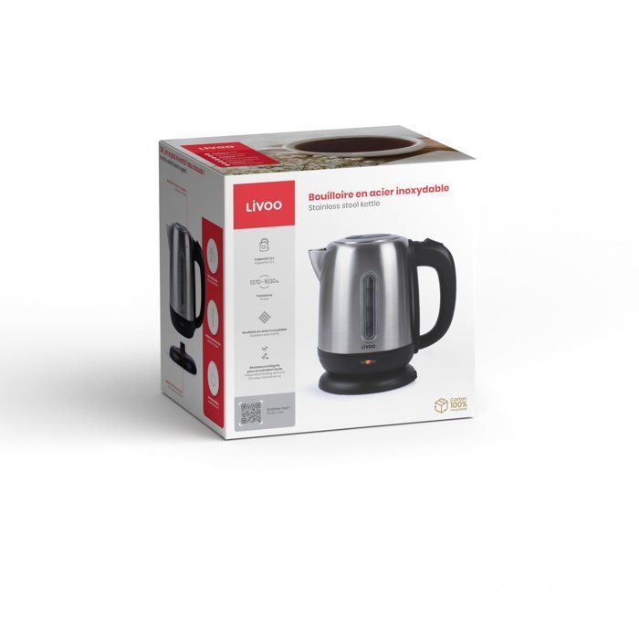 Bouilloire - LIVOO - DOD182 - 1630 W - 1,2 L - Socle 360° - Gris