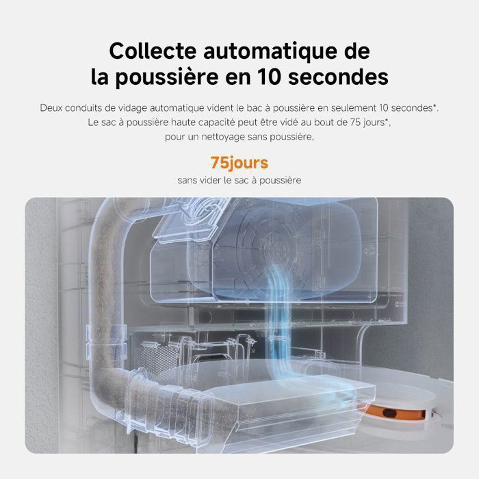 XIAOMI Robot Vacuum X20+, Station Tout-en-Un avec vidage, Lavage & séchage Auto, évitement d’Obstacles S-Cross™,  Mi Home.