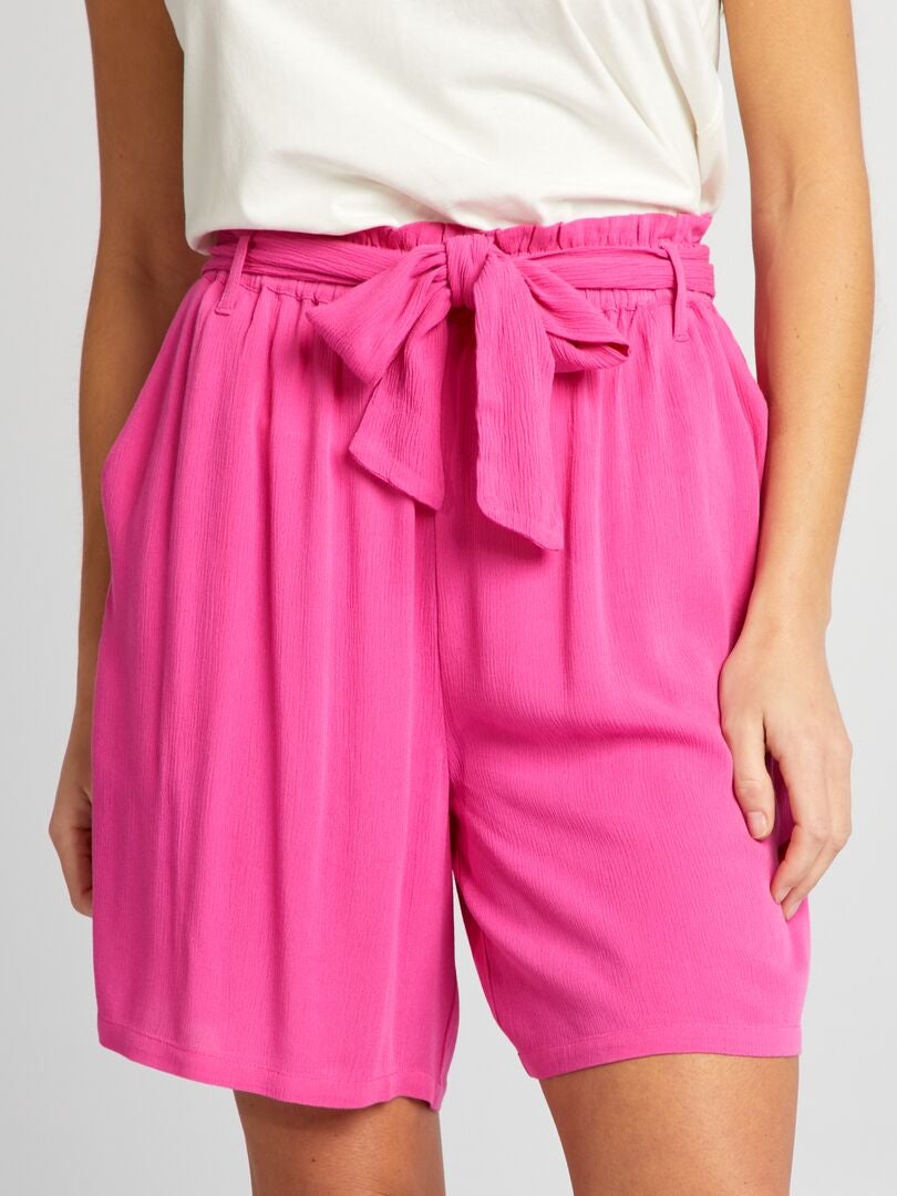 Shorts con cinturón ajustable - ROSA