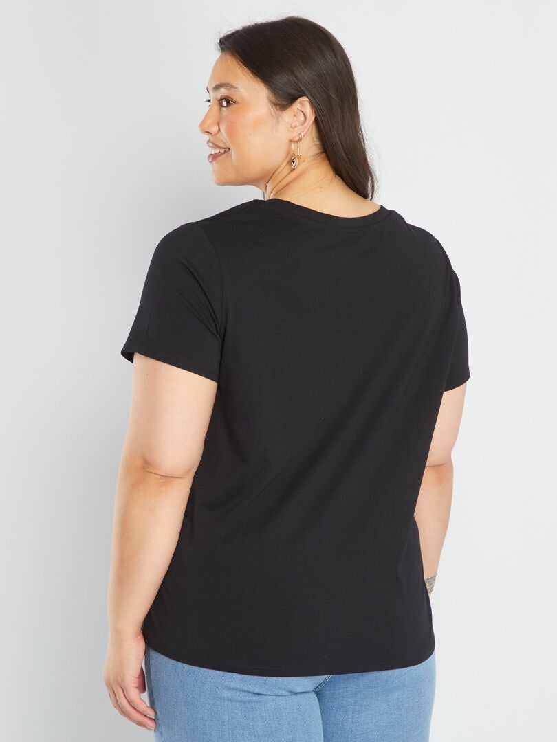 Camiseta de cor sólida - Preta